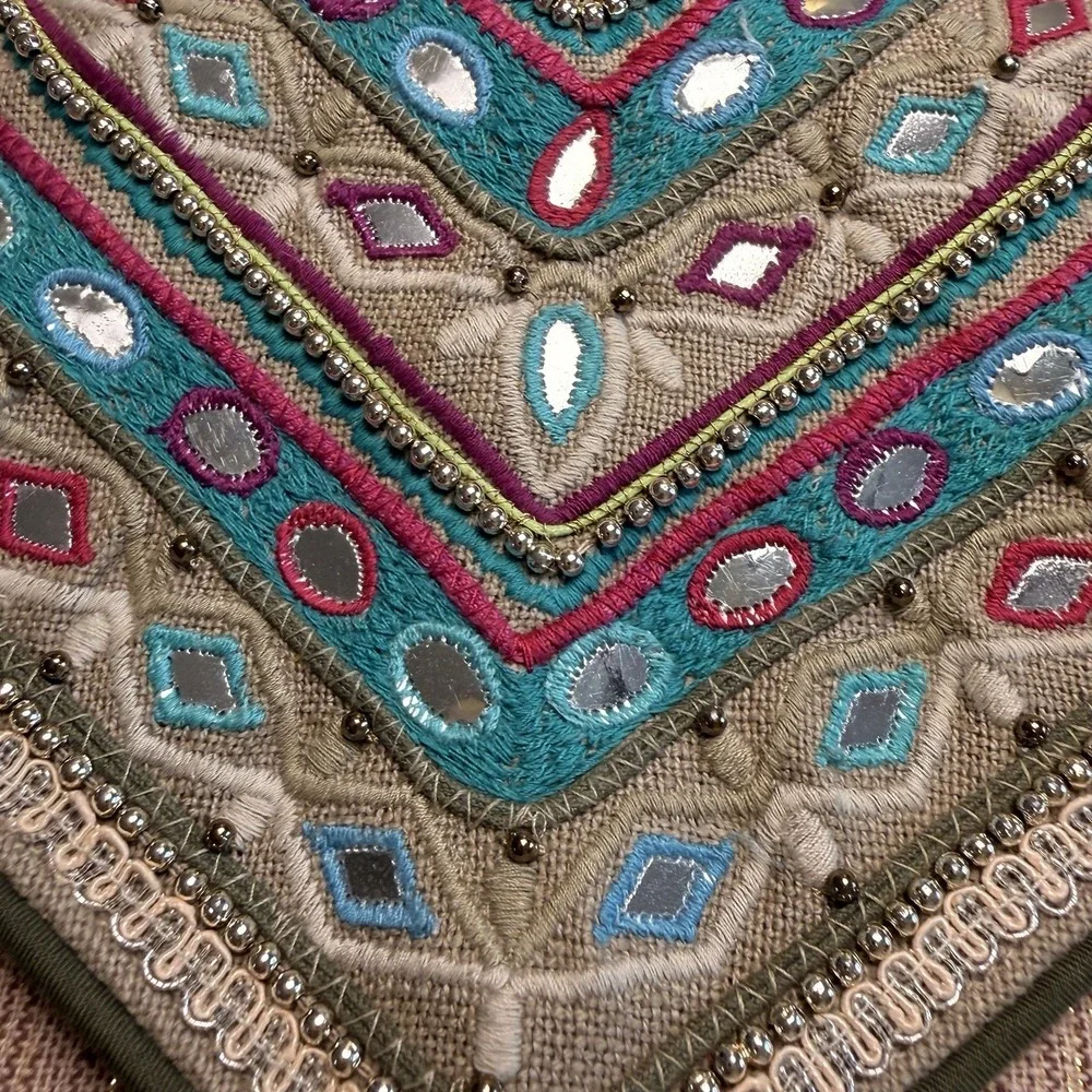 Boho Chic Linen Resort Vacation Mixed Media Clutch